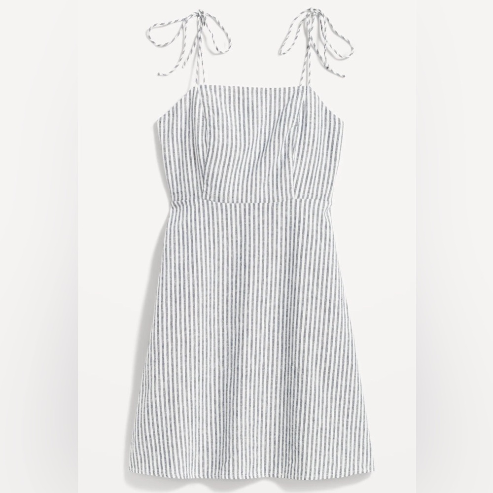NWT - Old Navy Women’s Linen Blended Flared Tie Strap Mini Dress - Size XL